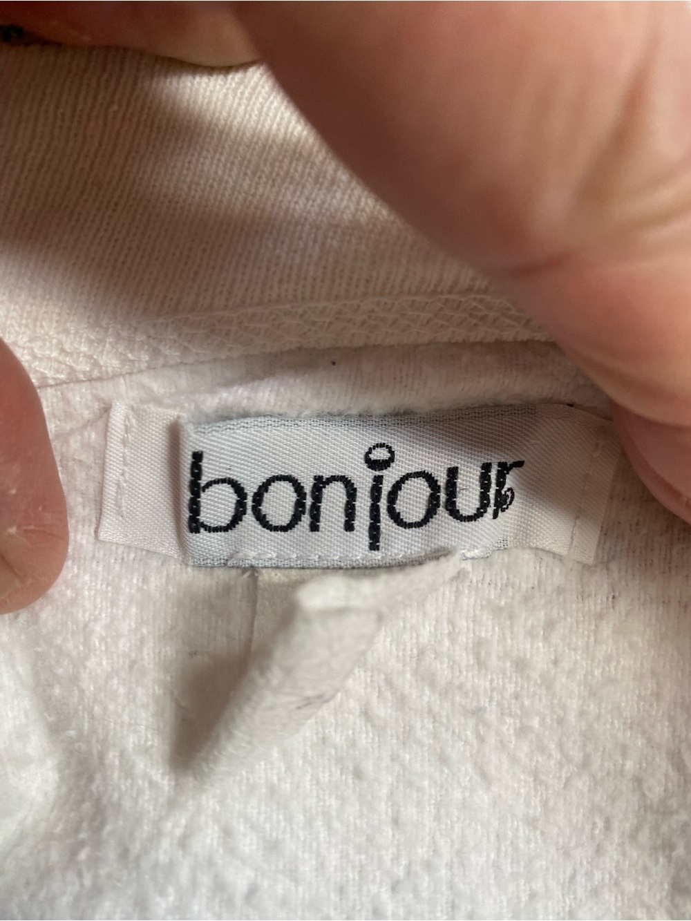 Vintage 90s Bonjour White Graphic Cotton Top Shirt Sweatshirt size M L - Picture 7 of 9